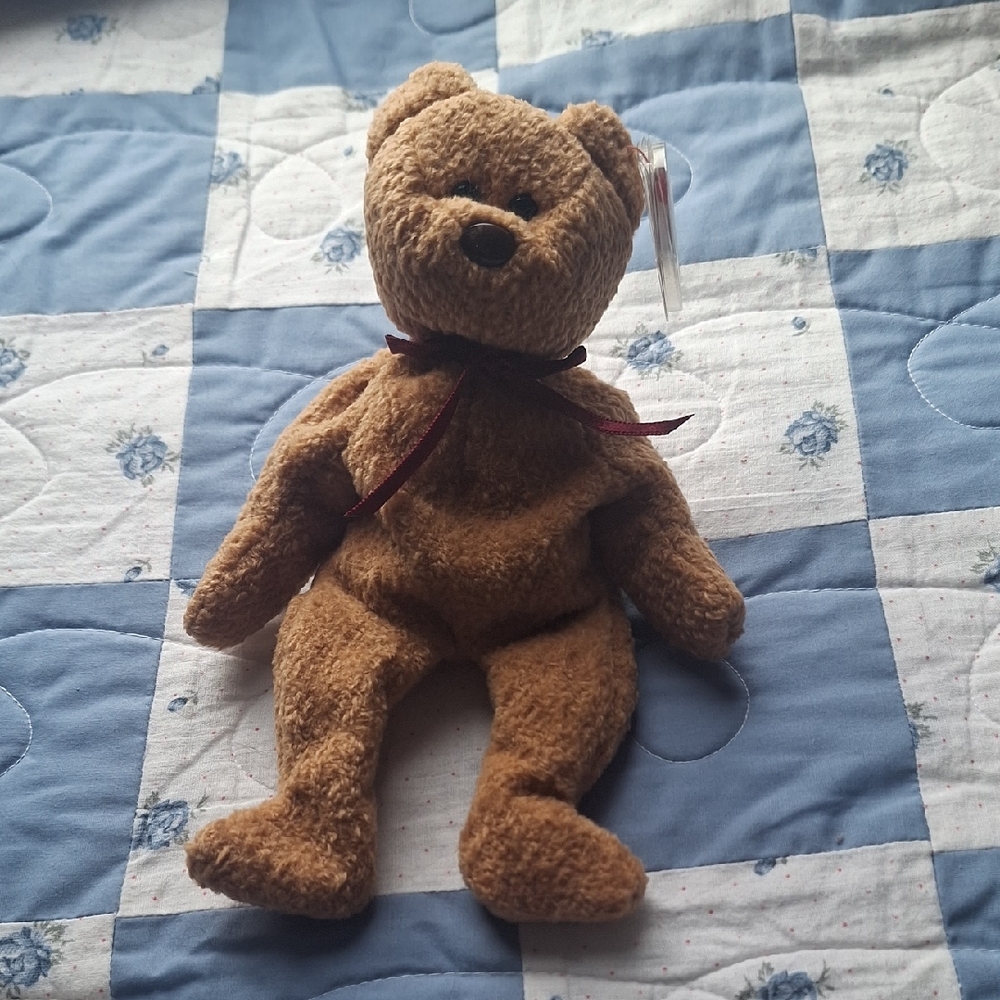 TY CURLY Beanie Babies Bear